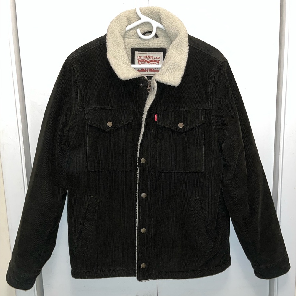Levi’s Olive Corduroy Sherpa-Lined Trucker Jacket - Men’s Small